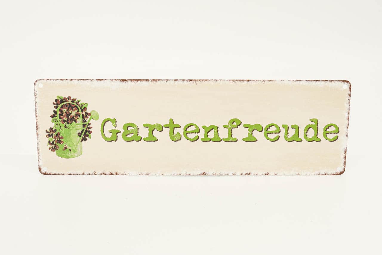 Metallschild, Gartenfreude