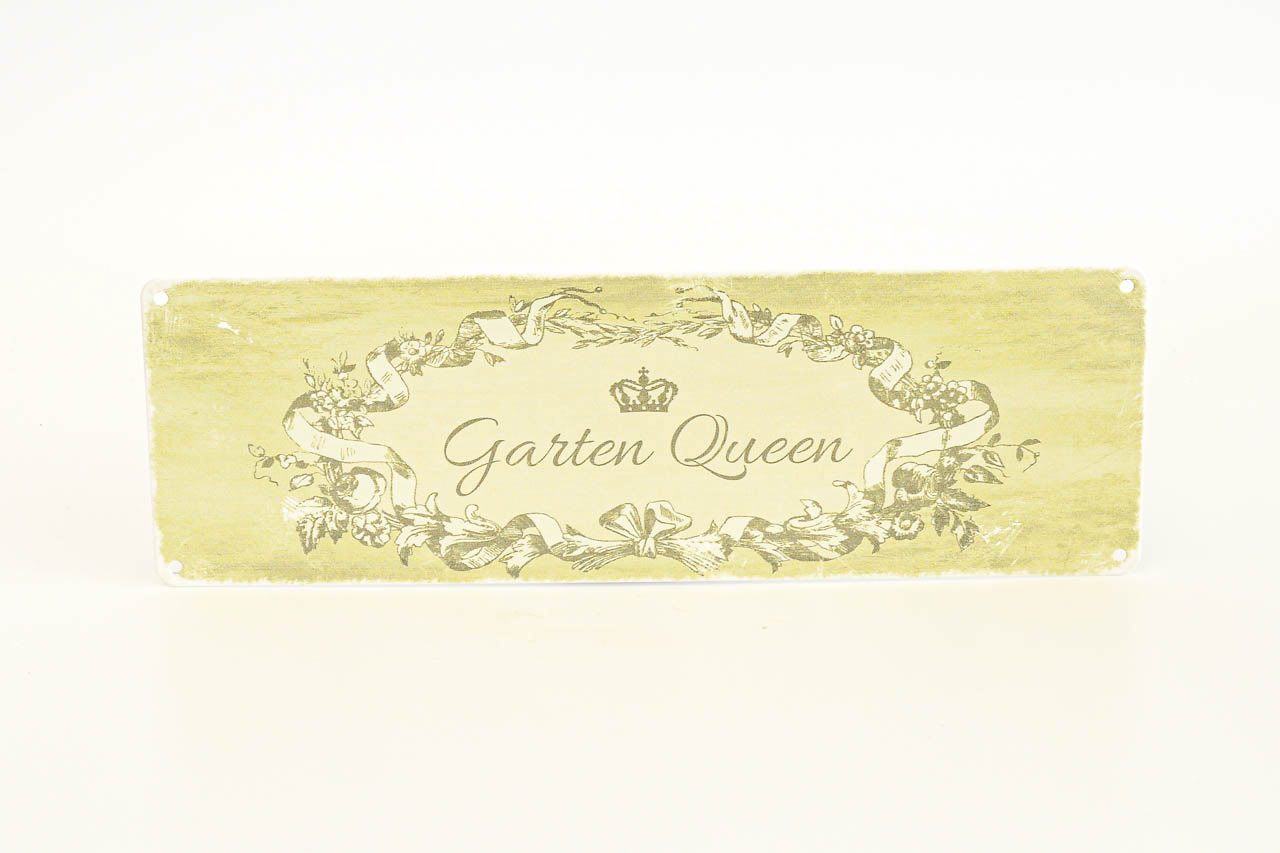 Metallschild grün mit Aufschrift Gartenqueen