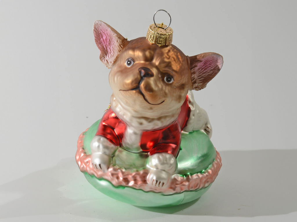 Weihnachtsschmuck «Hund auf Kissen»
